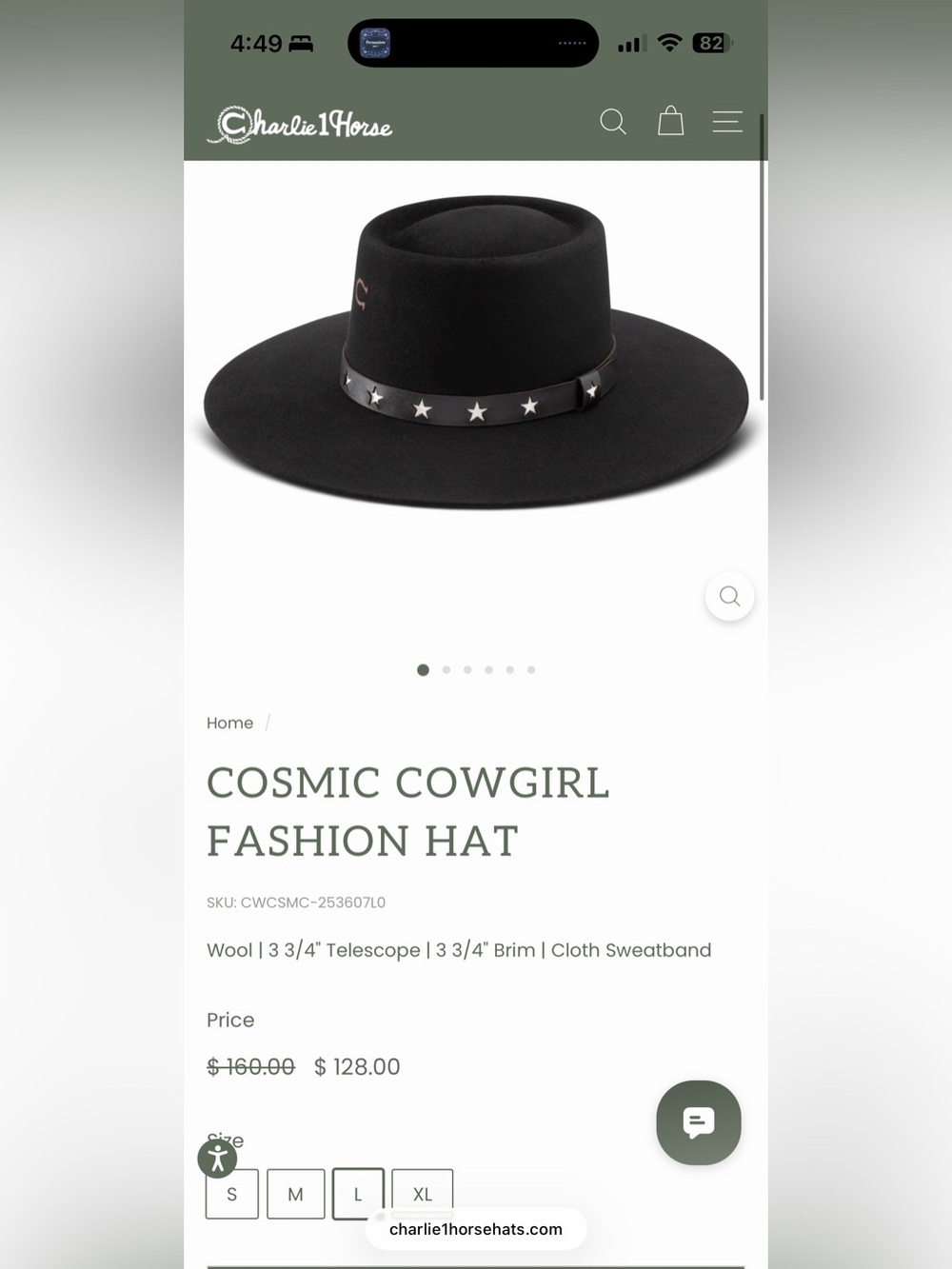 Charlie 1 Horse Cosmic Cowgirl Black Wide-Brim Felt Hat with Star Band - Picture 6 of 9